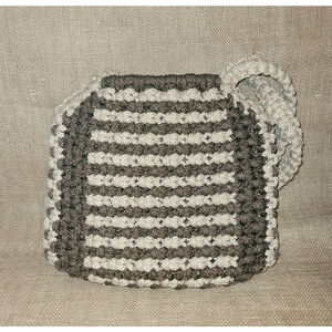 Vintage Macrame Purse Tote Handbag Boho Chic Eco Shopping Bag Woven Rope Crochet